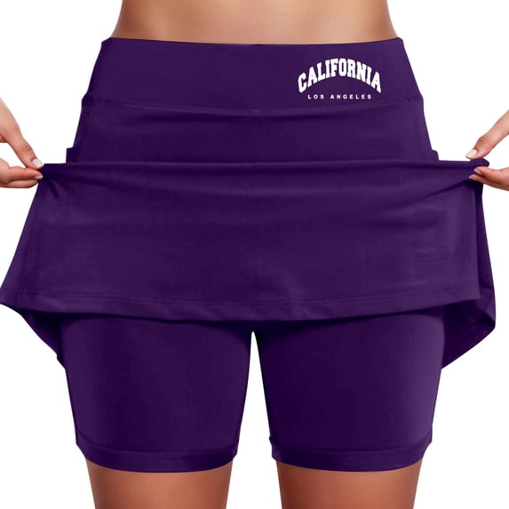 oqasdz Women's Mid Rise Elastic Waist Solid Color Seamless Stretch Fit Culottes with Pocket Sports Workout Casual Fashion Outdoor Skirt