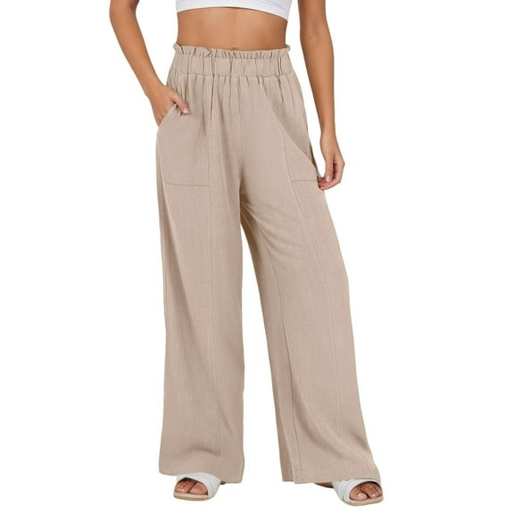 oqasdz Women's Pants High Waisted Straight Leg Comfortable Stretch Trousers Soft Lightweight Casual Pants