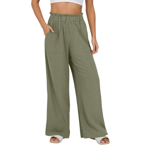 oqasdz Women's Pants High Waisted Straight Leg Comfortable Stretch Trousers Soft Lightweight Casual Pants