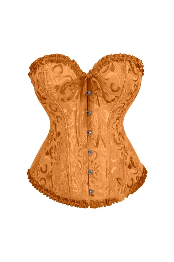 Women's Satin Corset Top Lace up Boned Overbust Bustier Court Style Gothic Fashion Bodyshaper Tops, XL