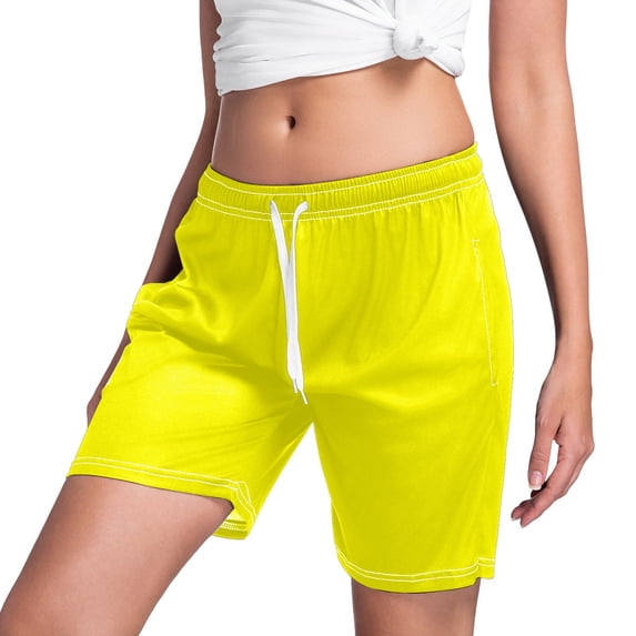 oqasdz Women's Shorts Fashion Solid Color Drawstring Elastic Waist Lightweight Sports Workout Shorts with Pockets Casual Daily Wear