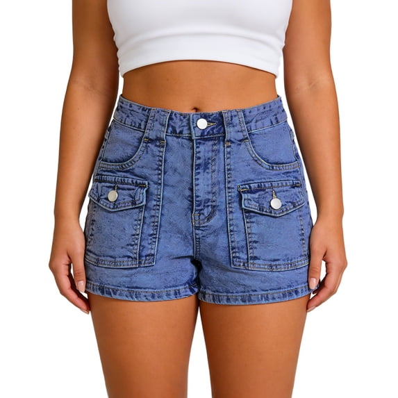 oqasdz Women's Shorts High Waisted Classic Style Denim Shorts for Ladies Stretchy Bodycon Distressed Bottoms Vacation Outfit