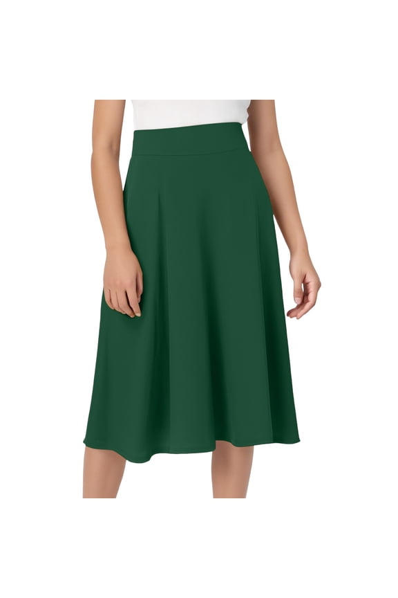Women's Sirts Comfy Basic Solid Color High Waist Stretch A Line Flared Knee Length Skirt Comfortable Soft Formal Business Outwear