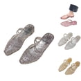 thumbnail image 1 of oqasdz Women's Slippers Summer On Sandals with Pointed Toe Mid Heel Hollow Toe Wrap Stylish Jelly Summer Casual Wear,Black, 1 of 7