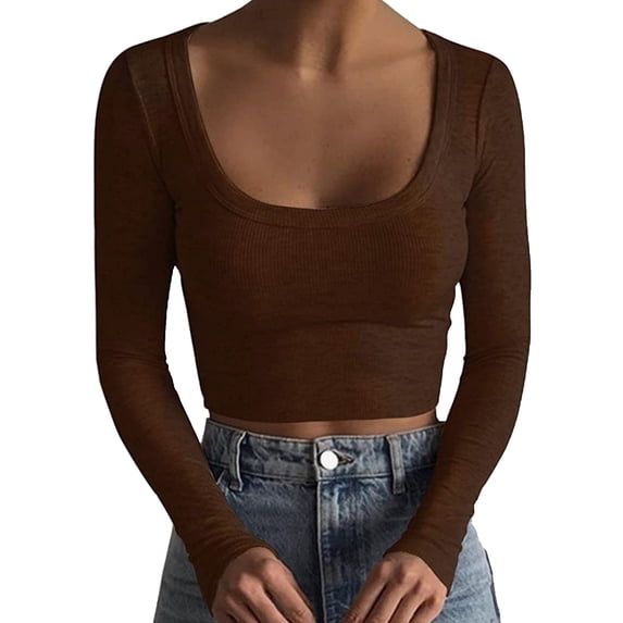 oqasdz Women's Sweaters High Waisted Nocollar Thin Long Sleeved Lightweight Short Sweater Shirt Fashion Streetwear Casual Versatile