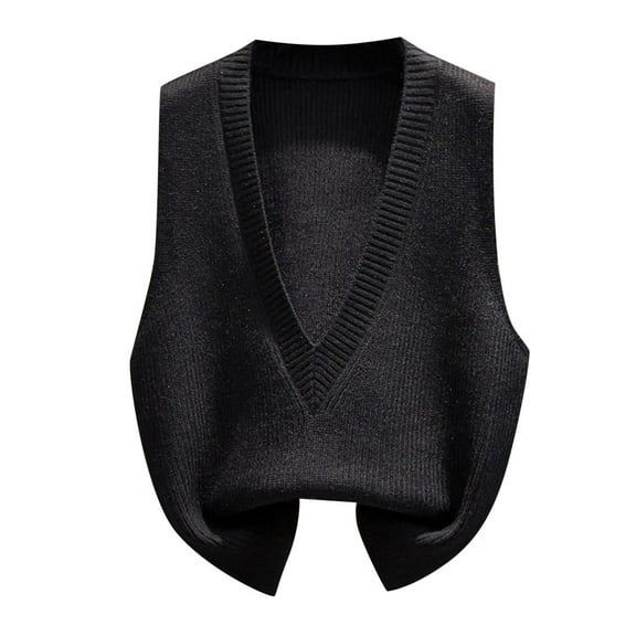 oqasdz Women's Sweaters Knit V Neck Lightweight Sweaters Vest Cardigan Layering Stretch Pullover Top Fall Winter Casual Cozy Daily Wear
