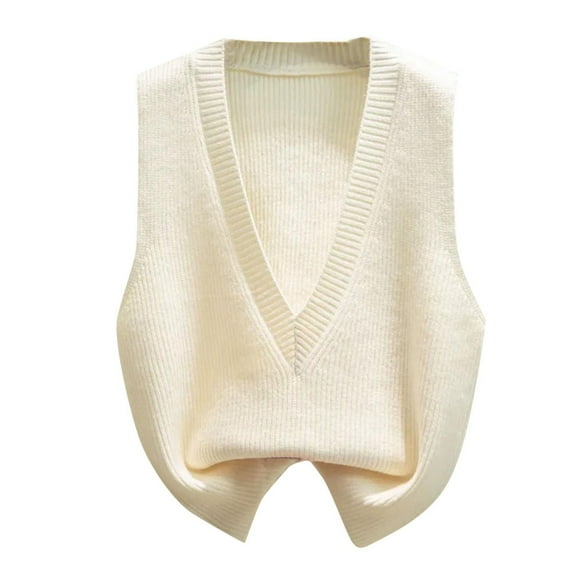 oqasdz Women's Sweaters Knit V Neck Lightweight Sweaters Vest Cardigan Layering Stretch Pullover Top Fall Winter Casual Cozy Daily Wear