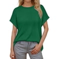 thumbnail image 1 of oqasdz Women's Sweaters Spring Fall New Round Neck Solid Color Short Sleeve Thin Lightweight Sweater Top Casual Comfort Soft, 1 of 5