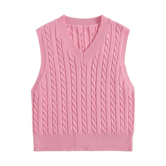 oqasdz Women's Sweaters V Neck Knitted Pullover Vest Sweaters Sleeveless Top Classic Comfortable Thermal Underwear Casual Cozy Daily Wear
