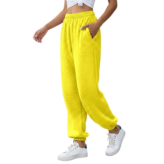 oqasdz Womens Casual Joggers with Drawstring Waist Pocket Wide Leg Soft Comfort Solid Color Pants Work School Versatile Outdoor Activities