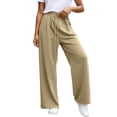 thumbnail image 1 of oqasdz Womens Casual Pants High Waist Tied Drawstring Wide Leg Sweatpants with Pockets Comfortable Loose Fit Trousers Stretch Outdoor Activities, 1 of 4