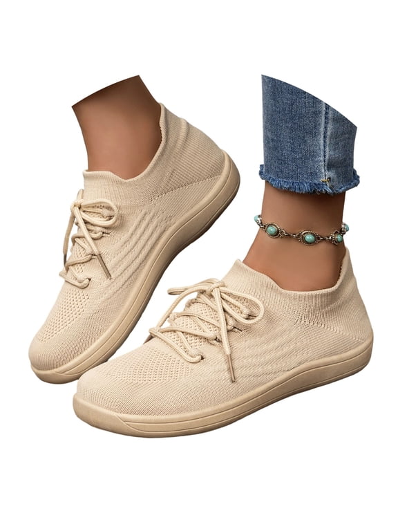 Womens Casual Shoes Breathable Mesh Plat Walking Shoes Soft Sole Comfortable Lace Up Sneakers for Ladies Everyday Wear Summer Outdoor