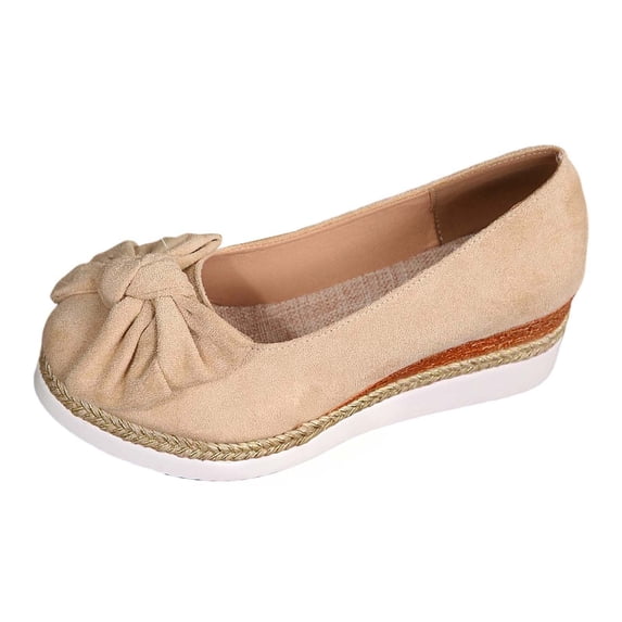 oqasdz Womens Casual Shoes Elegant Bow Design Solid Color Slip On Dressy Shoes Comfortable Breathable Work Business Wedding Shoes Outdoor Summer