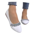 thumbnail image 1 of oqasdz Womens Casual Shoes Rhinestone Pointed Flat Dressy Shoes Comfort Slip On Low Heel Party Evening Wedding Solid Color Ballet Shoes Outdoor Summer, 1 of 7