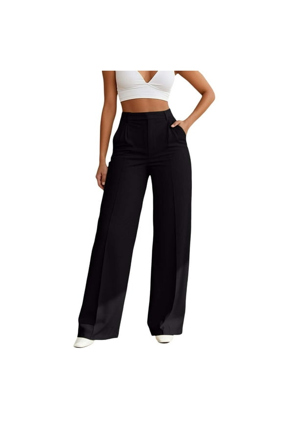 Womens Dress Pants Straight Leg Solid Color Comfortable Soft Stretch Summer Loose Work formal Trousers