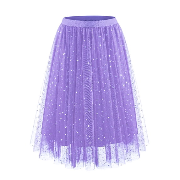 oqasdz Womens Elegant Midi High Waist Flowy Layered A Line Mesh Skirt Solid Color Versatile Daily Wear Chiffon Party Evening Attire