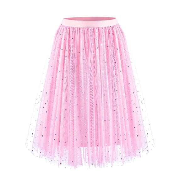 oqasdz Womens Elegant Midi High Waist Flowy Layered A Line Mesh Skirt Solid Color Versatile Daily Wear Chiffon Party Evening Attire