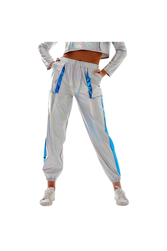 Womens Pu Leather Pants High Waist Casual Straight Wide Leg Punk Trousers with Pockets Versatile Streetwear