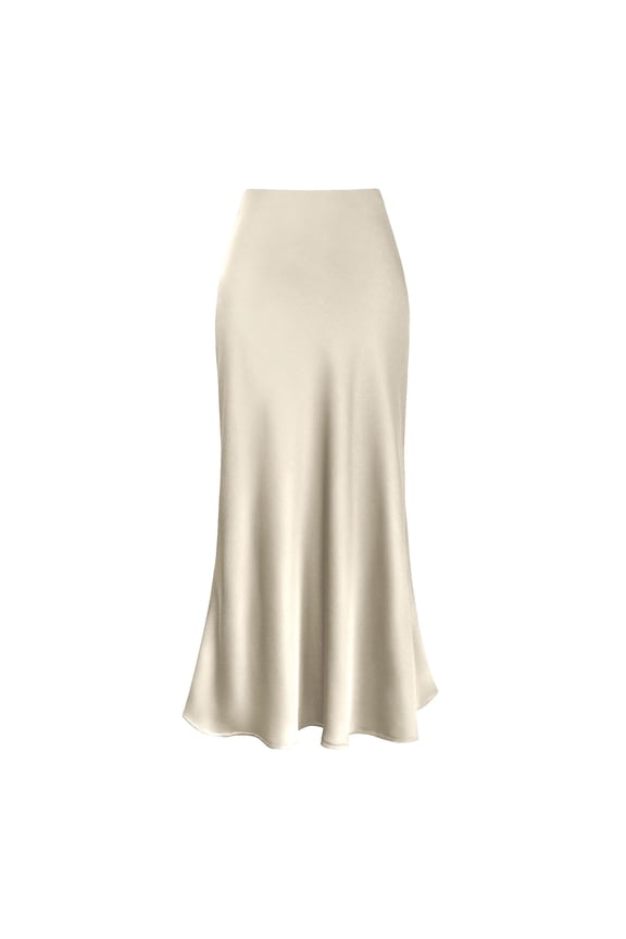 Womens High Waist Skirt Solid Color Satin Dress up Zipper Ruffles Elegant Stretch Formal Casual Fashion Skirt