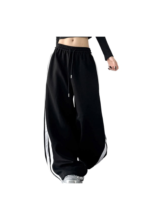 Womens Jogger Baggy Large Hip Hop Side Striped Sportswear Athletic Wide Leg Taille Loose Cozy Sweatpants Versatile Summer Dailywear