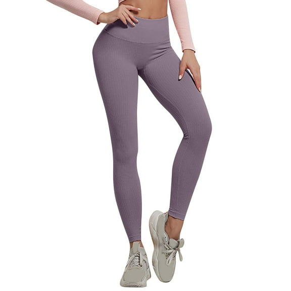 oqasdz Womens Leggings Solid Color Workout High Waist Athletic Stretchy Seamless Sports Gym Yoga Pants L