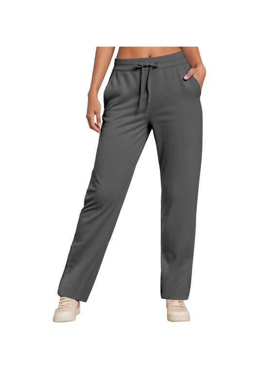 Women's Casual Pants High Waisted Straight Leg Pants Elastic Waistband Comfortable Trousers Fall Winter Versatile Streetwear