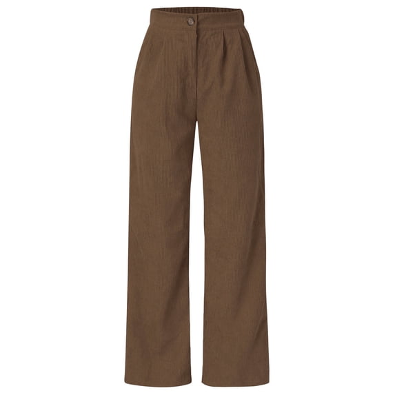 oqasdz Womens Pants High Waist Cord Wide Leg Pants Straight Trousers Plus Size Corduroy Pants Loose Comfortable Daily Wear