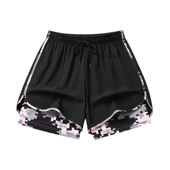 oqasdz Womens Shorts Drawstring Elastic Waisted Athletic Compression Liner Shorts with Pockets for Sports Training Casual Daily Wear