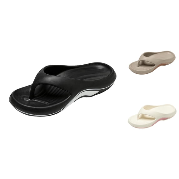oqasdz Womens Slippers Summer Thick Sole Arch Support Slide Flip Flops Comfort Outdoor Beach Vacation Travel Slippers Casual Wear,Black