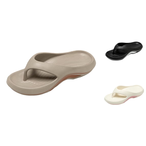 oqasdz Womens Slippers Summer Thick Sole Arch Support Slide Flip Flops Comfort Outdoor Beach Vacation Travel Slippers Casual Wear,Grey