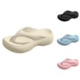 thumbnail image 1 of oqasdz Womens Slippers Summer Thick Sole Soft Non Slide Flip Flops Outdoor Beach Vacation Solid Color Slippers Casual Wear,White, 1 of 5