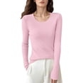 thumbnail image 1 of oqasdz Womens Sweater Fall Winter Round Neck Velvet Pullover Solid Color Four Flat Slim Thin Knitted Undershirt Casual Cozy Soft, 1 of 3