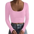 thumbnail image 1 of oqasdz Womens Sweater High Waisted Nocollar Thin Long Sleeved Lightweight Short Sweater Shirt Fashion Streetwear Casual Loose Fit, 1 of 4