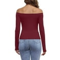 thumbnail image 1 of oqasdz Womens Sweater Off The Shoulder Long Sleeve Sweaters Basic Tops Going Out Cute Fall Winter Warm Fashion Casual Cozy Daily Wear, 1 of 6