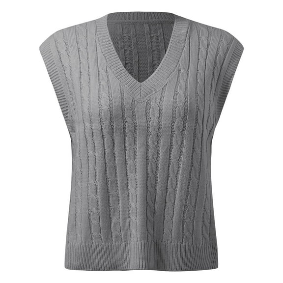 oqasdz Womens Sweater Print Sleeveless V Neck Ribbed Knit Split Pullover Sweater Vest Fall Winter Blouse Top Casual Cozy Soft