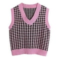 thumbnail image 1 of oqasdz Womens Sweater Print Sleeveless V Neck Ribbed Knit Split Pullover Sweater Vest Fall Winter Blouse Top Casual Loose Fit, 1 of 4