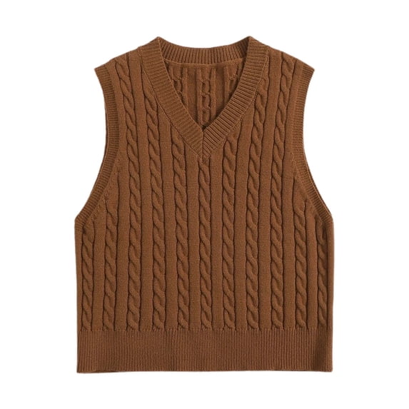 oqasdz Womens Sweater V Neck Knitted Pullover Vest Sweaters Sleeveless Top Classic Comfortable Thermal Underwear Casual Relaxed Fit