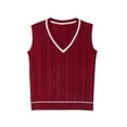 thumbnail image 1 of oqasdz Womens Sweater V Neck Sleeveless Knitted Preppy Style Sweaters Vest Classic Fashion Thermal Underwear Outdoor Casual Comfort Soft, 1 of 3