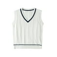 thumbnail image 1 of oqasdz Womens Sweater V Neck Sleeveless Knitted Preppy Style Sweaters Vest Classic Fashion Thermal Underwear Outdoor Casual Cozy Soft, 1 of 2