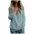 thumbnail image 1 of oqasdz Womens Sweaters Deep V Neck Wrap Sweaters Long Sleeve Front Knitted Pullover Fall Winter Tops Outdoor Fashion Casual Versatile, 1 of 5