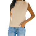thumbnail image 1 of oqasdz Womens Sweaters Half Turtleneck Knitted Solid Color Sweaters Vest Sleeveless Warm Ribbed Top Fashion Casual Comfort Soft, 1 of 5