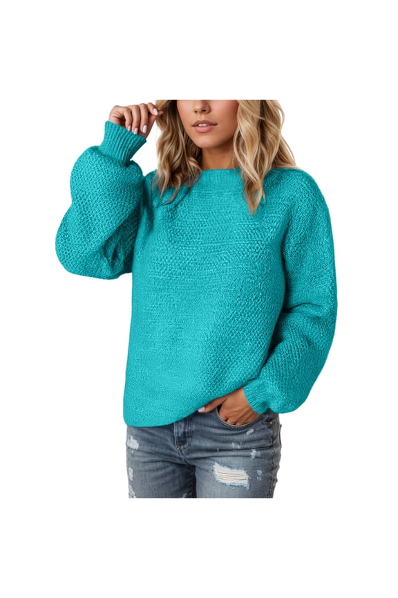 Womens Sweaters Knit Soft Yarn Round Neck Long Sleeve Tops Comfortable Pullover Sweater Winter Fall Fashion Casual Cozy Soft