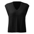thumbnail image 1 of oqasdz Womens Sweaters Print Sleeveless V Neck Ribbed Knit Split Pullover Sweater Vest Fall Winter Blouse Top Casual Relaxed Fit, 1 of 4