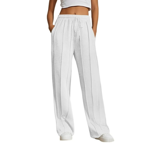 oqasdz Womens Sweatpants Solid Color Line Straight Leg Casual Sports Active Sweat Pants with Functional Pockets