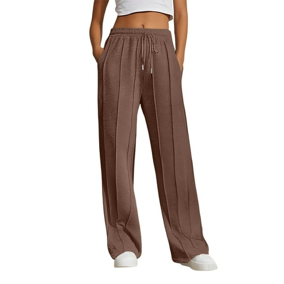 oqasdz Womens Sweatpants Solid Color Line Straight Leg Casual Sports Active Sweat Pants with Functional Pockets