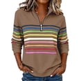 thumbnail image 1 of oqasdz Womens Sweatshirt Striped Print Half Zip Pullover Long Sleeve Fall Formal Business Top Versatile Casual Dailywear, 1 of 4