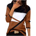 thumbnail image 1 of oqasdz Womens Sweatshirt Warm Elegant Pullover Color Matching Crew Neck Pullover Long Sleeve Knitted Comfort Cozy Casual Dailywear, 1 of 5