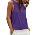 thumbnail image 1 of oqasdz Womens T Shirts Crew Neck Solid Color Sleeveless Soft Tank Blouse with Hollow Detail for Ladies Daily Wear Casual Outdoor T-Shirt, 1 of 7