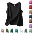 thumbnail image 1 of oqasdz Womens Tank Tops Plus Size Sleeveless Crew Neck Tank Shirts Loose Solid Color Thin Breathable Tunic Layering Shirt Casual Summer,Black,2XL, 1 of 7