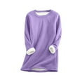 thumbnail image 1 of oqasdz Womens Thermal Underwear Lined Sweatshirts Casual Crewneck Solid Color Pullover Long Sleeve Thermal Long Sweater Fall Winter Outdoor Dailywear, 1 of 5